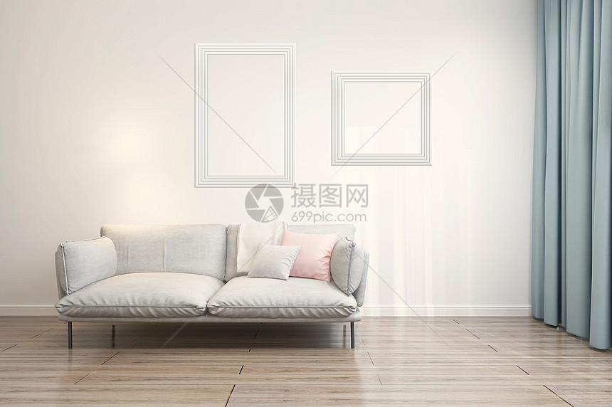 现代清新沙发背景墙图片