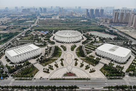 俯瞰荆州体育馆背景图片