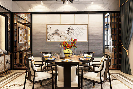 中式餐厅空间高清图片