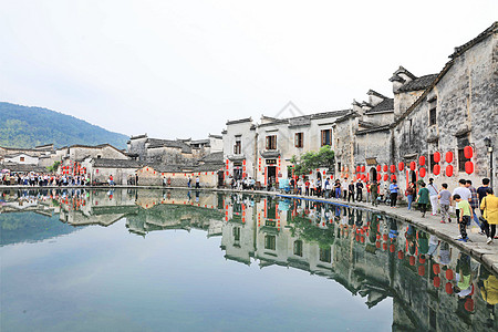 水墨江南 黄山宏村背景