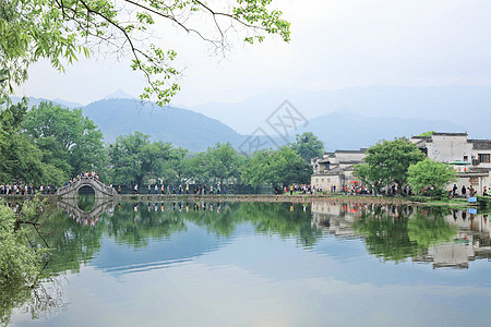 水墨江南 黄山宏村背景