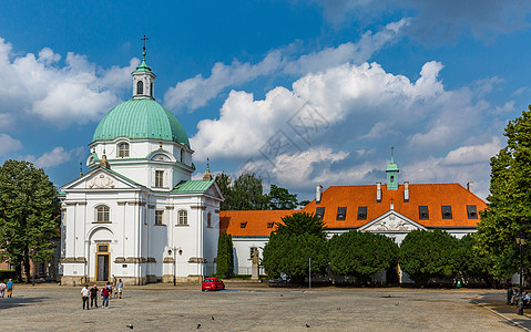 欧式城堡波兰华沙老城风光背景