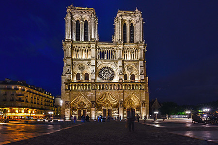 巴黎圣母院夜景背景图片
