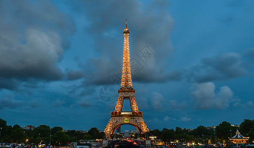 法国旅游景点法国巴黎埃菲尔铁塔夜景背景