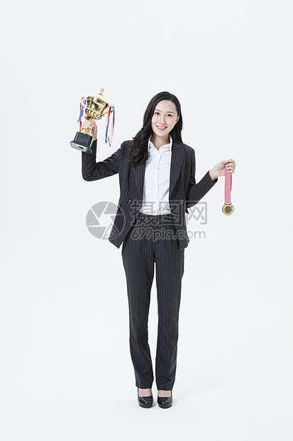 商务女性获奖胜利图片
