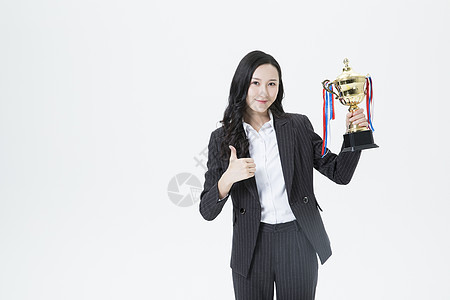 商务女性获奖胜利背景图片