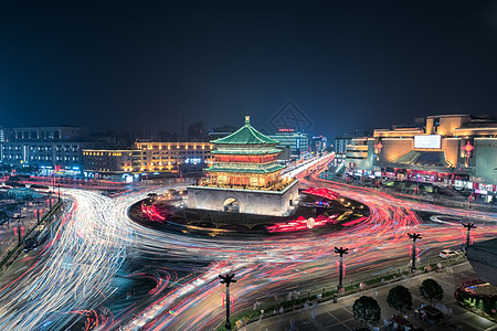 西安夜色西安钟楼夜色背景