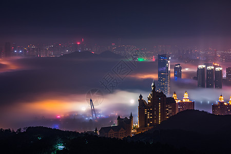 平流雾夜景图片