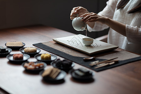 端庄女人茶艺茶道茶文化背景