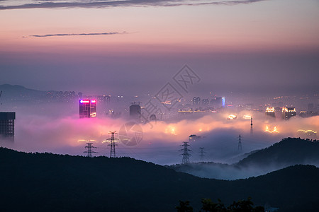 云海城市梦幻平流雾背景