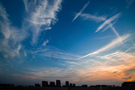 日落晚霞初夏晴朗的傍晚天空背景