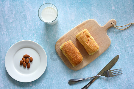 早餐营养品面包与牛奶背景图片