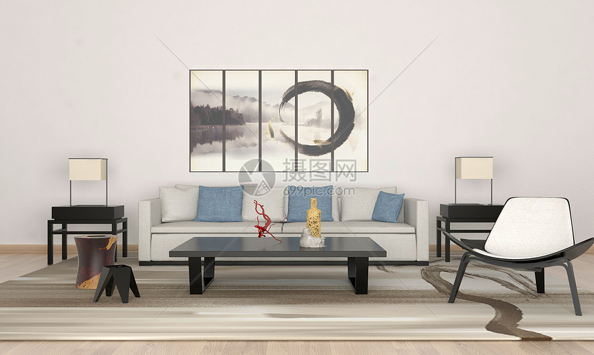 新中式客厅沙发图片