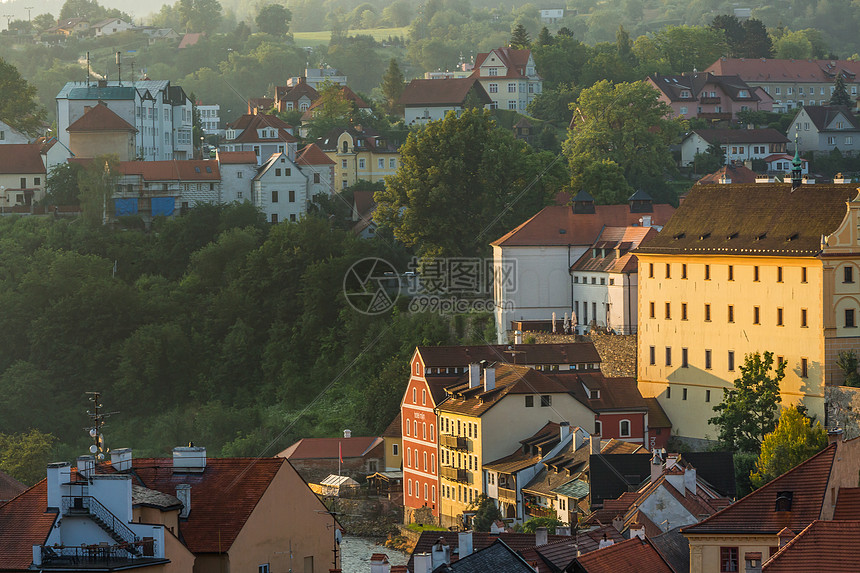 捷克著名中世纪小镇CK克鲁姆鲁夫清晨图片