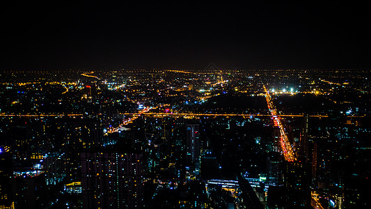 曼谷市中心夜景景色背景图片