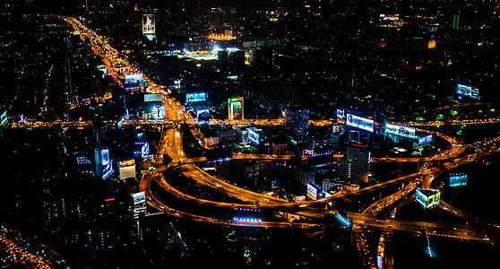 曼谷市中心夜景景色高清图片