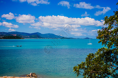 沙滩蓝天苏梅岛风景背景