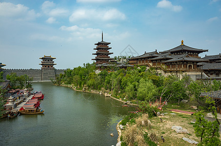 唐朝古建筑湖北襄阳唐城影视城背景