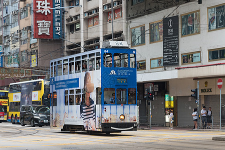 香港街头叮叮车背景图片