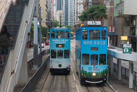 香港铜锣湾香港街头叮叮车背景