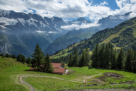 瑞士著名的旅游目的地米伦小镇风光背景图片