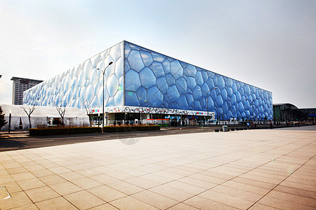 现代徽派建筑北京奥体中心水立方游泳馆背景