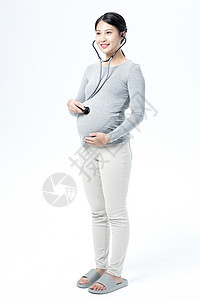 孕妇听肚子模特高清图片素材