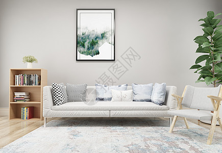 北欧风沙发现代简洁风家居陈列室内设计效果图背景