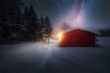 星空雪地新疆雪地梦幻小屋背景