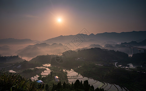 江北区周家山日出背景