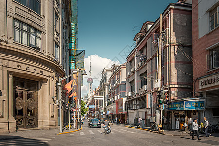 上海老街头北京东路中实大楼背景图片