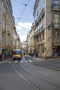 里斯本电车葡萄牙里斯本风光背景
