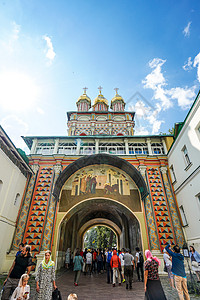 俄罗斯建筑谢尔盖耶夫镇修道院背景