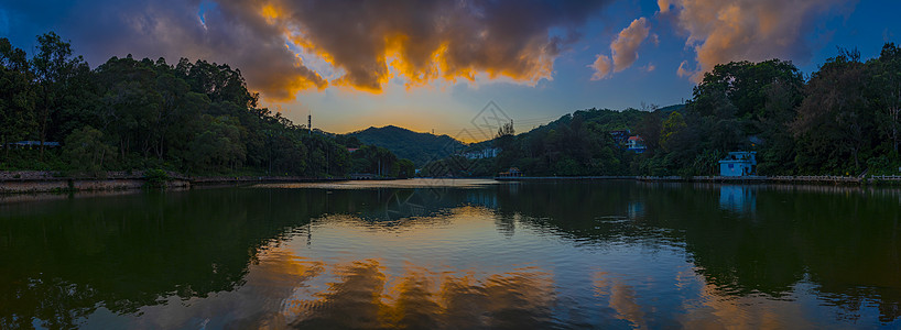 深圳风景火焰云的银湖背景