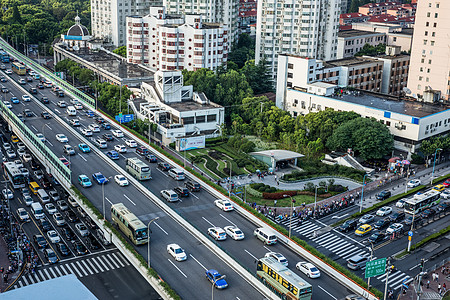 上海内环高架傍晚高架交通繁忙背景