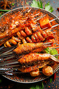 台湾食物烧烤烤串背景