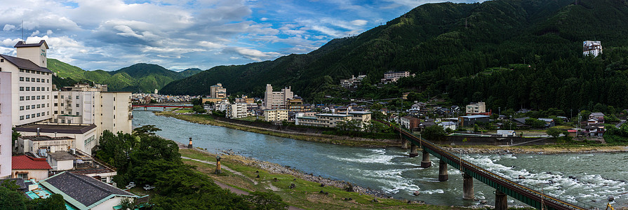 飞弹日本下吕市温泉街背景