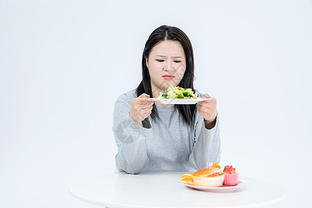 胖女生节食胖女生健康生活背景