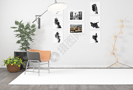 单椅植物挂画组合图片
