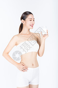 美女喝牛奶关注健康减肥高清图片