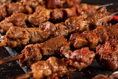 烧烤羊肉串夏季美食碳烤肉高清图片