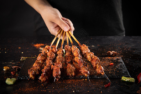 夏季美食手写字烧烤羊肉串背景