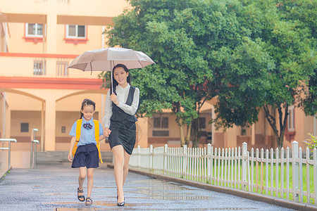 妈妈送孩子上学背景图片