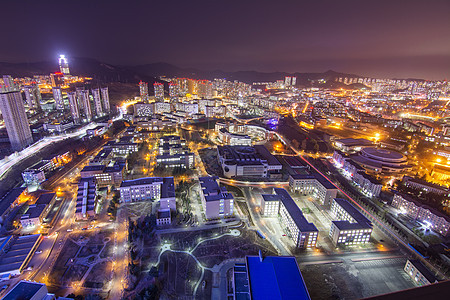 现代城市大连夜景背景图片