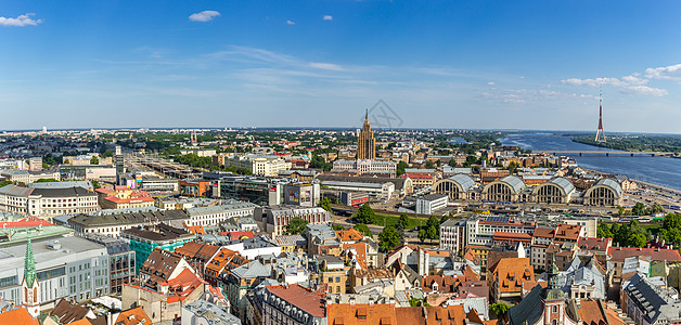 俯瞰拉脱维亚首都里加历史文化老城全景图图片