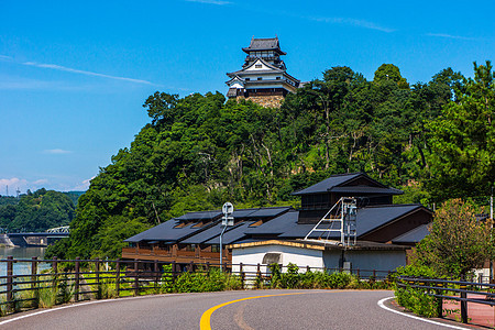 日本犬山市犬山城天守阁背景图片
