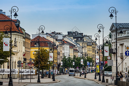 波兰华沙老城广场背景图片