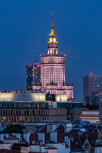 波兰首都华沙建筑风光夜景高清图片