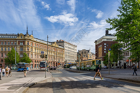 欧洲芬兰首都赫尔辛基城市旅游风光背景图片