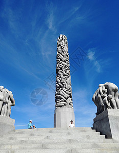 挪威奥斯陆雕塑公园生命之柱背景图片